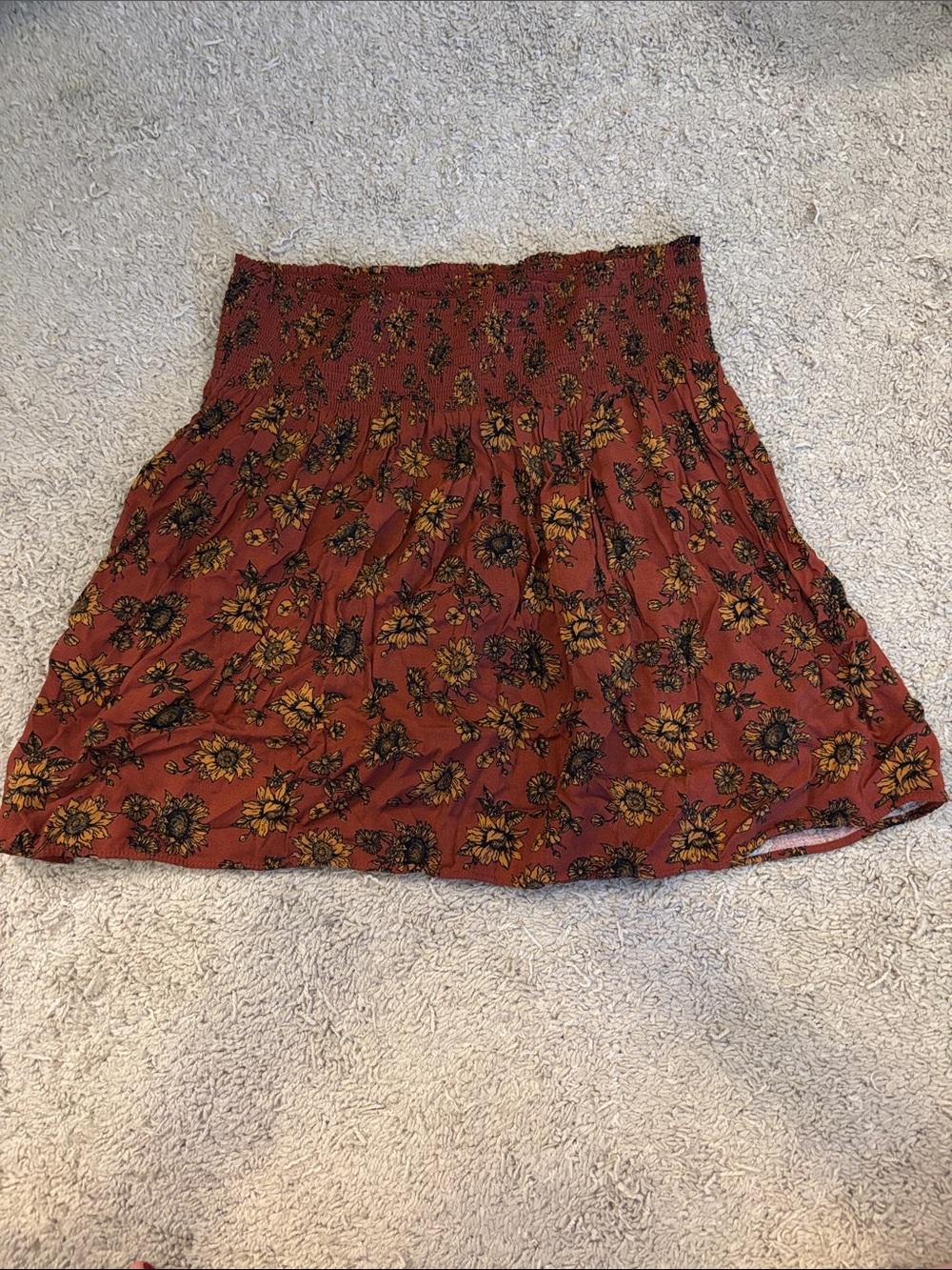 Mossimo Supply Co. Rust Floral Smocked Mini Skirt